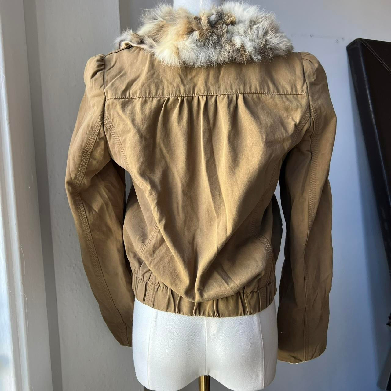 Rabbit fur military jacket