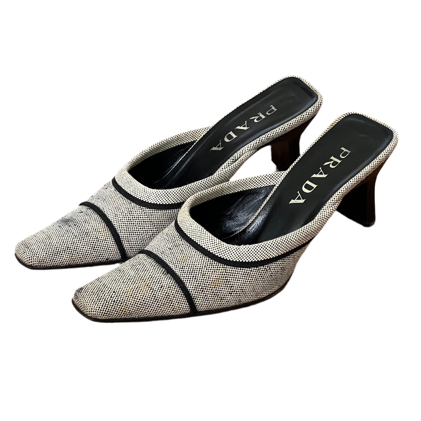 Prada canvas kitten heel