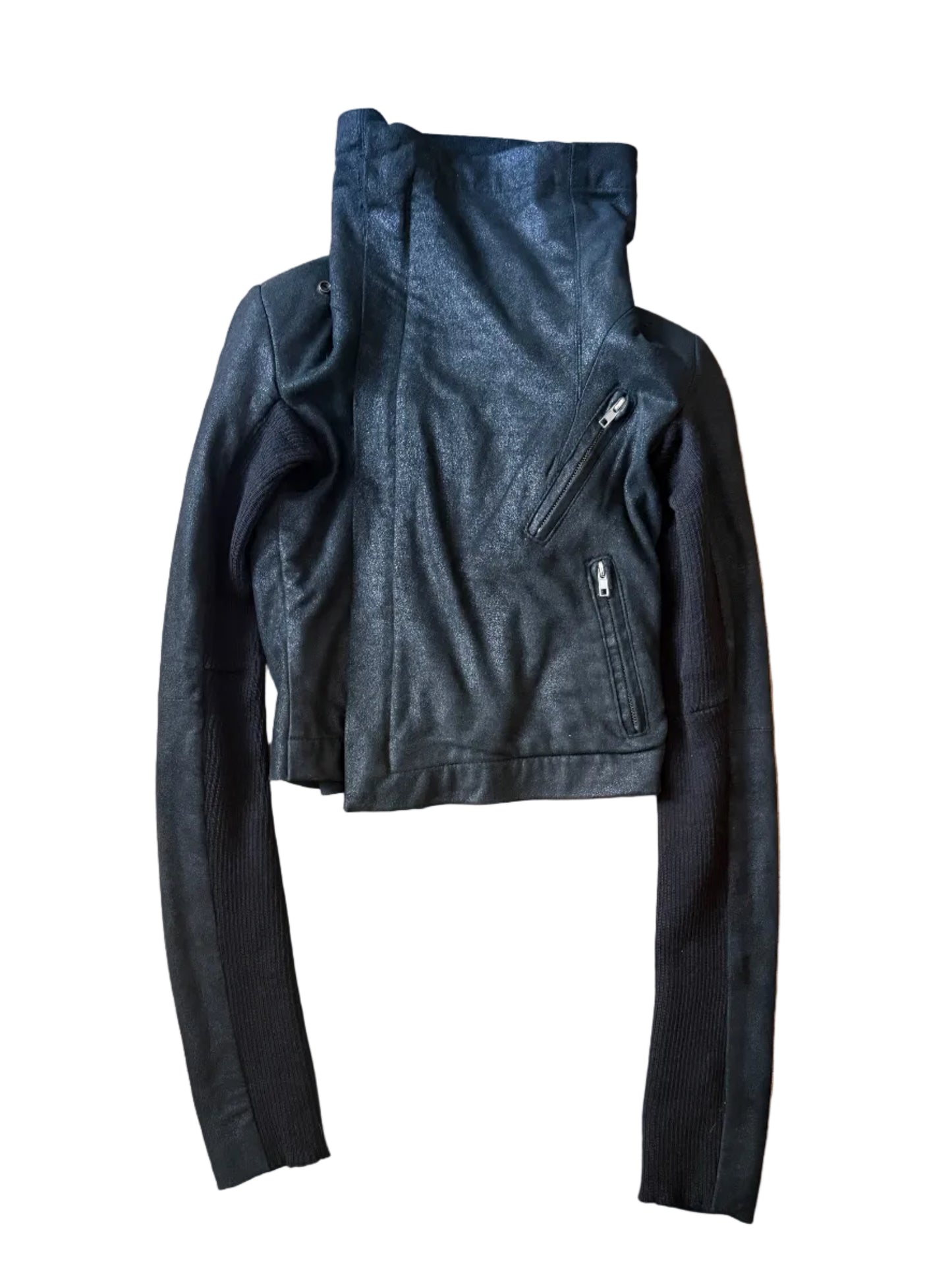 Paneled Asymmetrical Leather Jacket