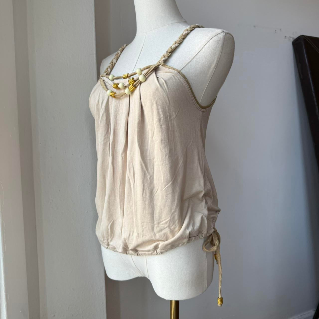 French Vintage Beaded Strap Top