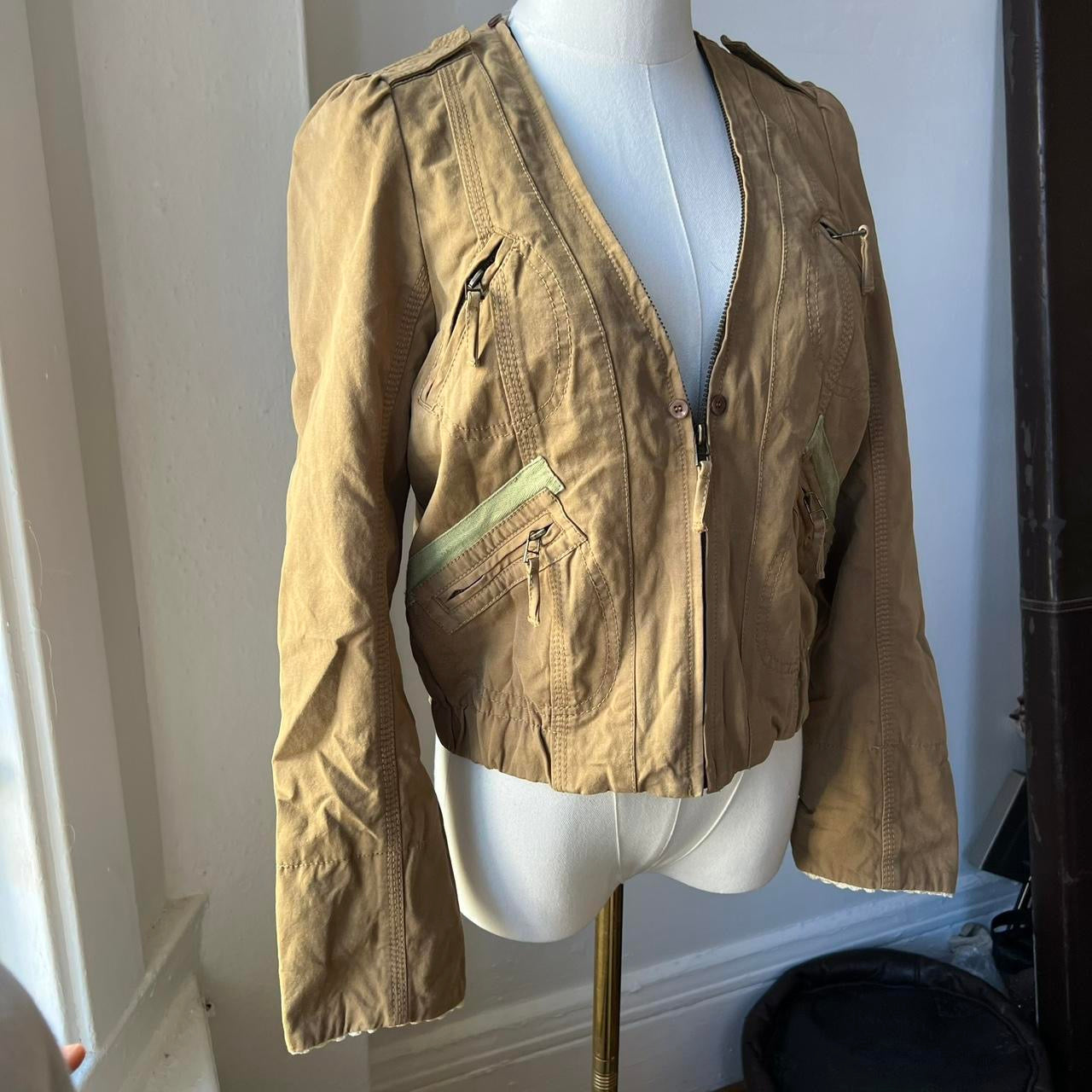 Rabbit fur military jacket