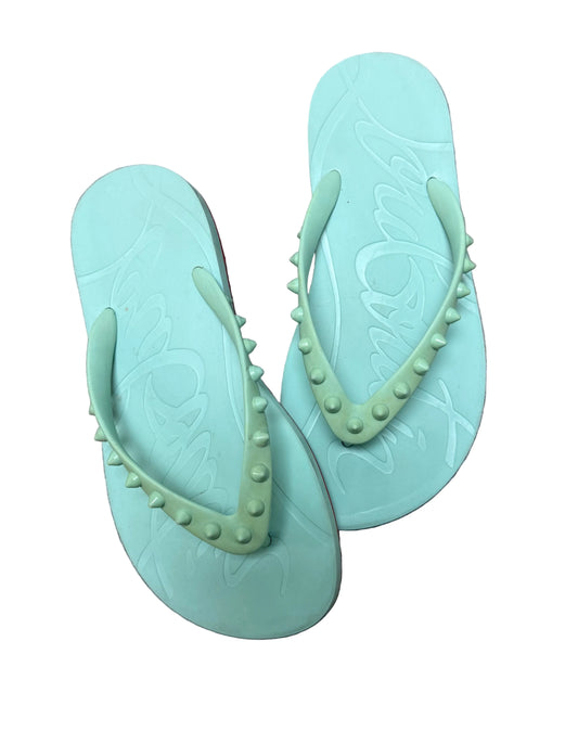 Louboutin Teal Flip flops