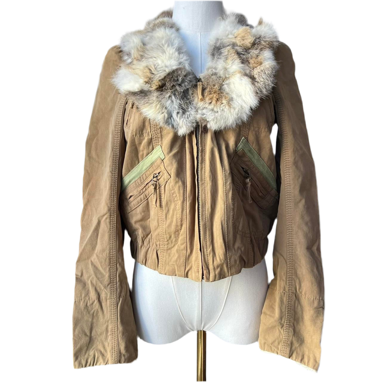 Rabbit fur military jacket