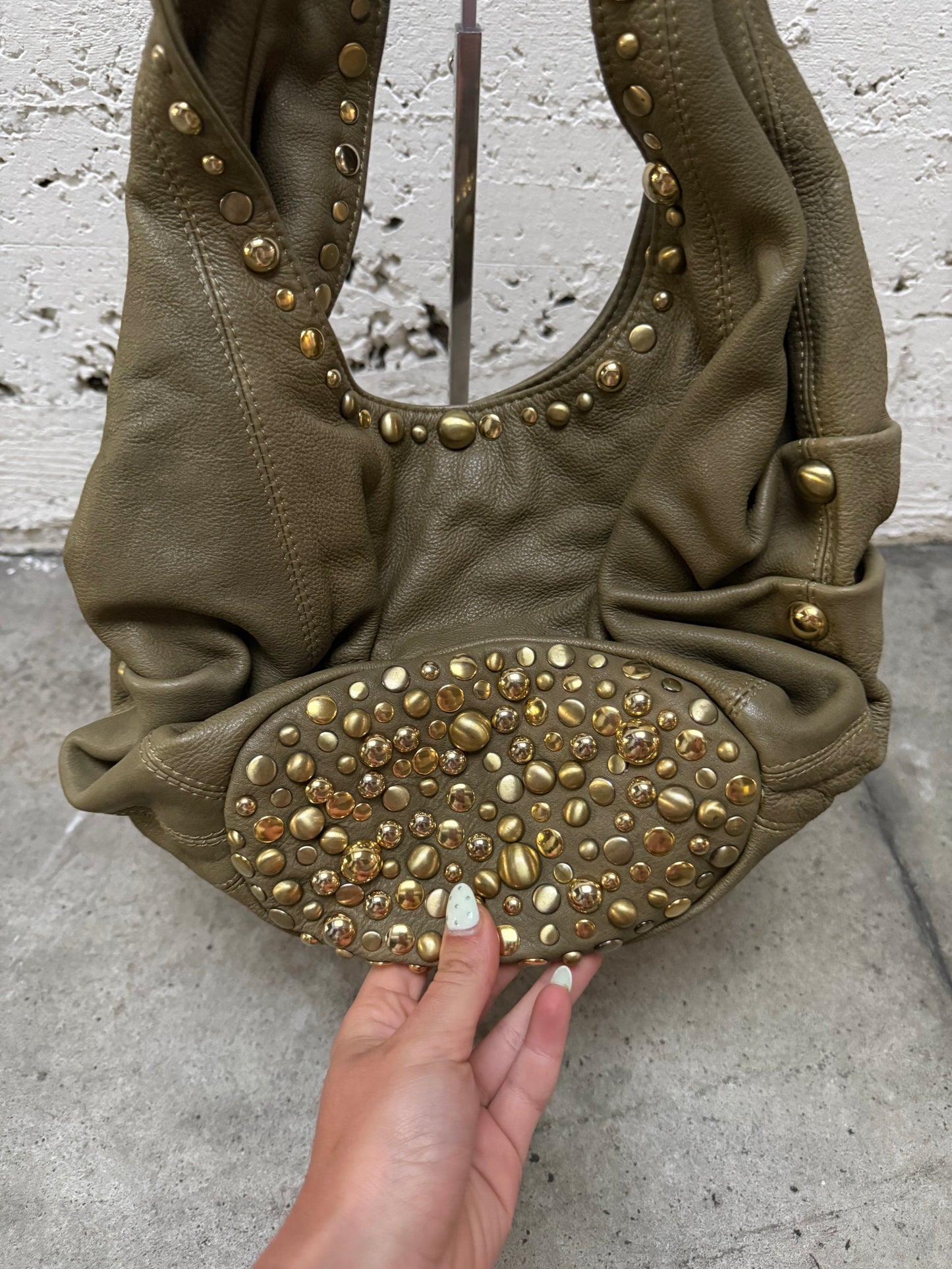 Olive Studded Bag