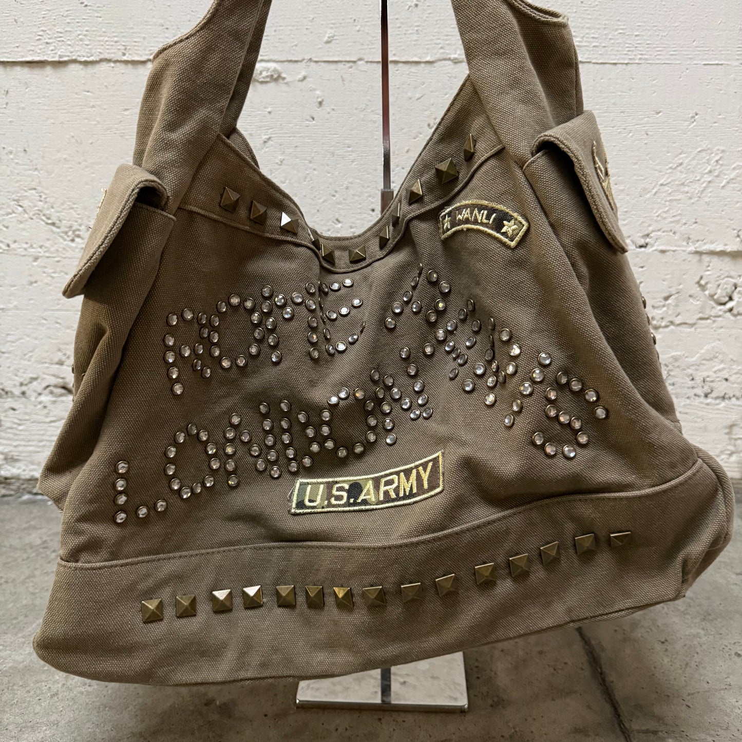 Canvas Studded Army Bag