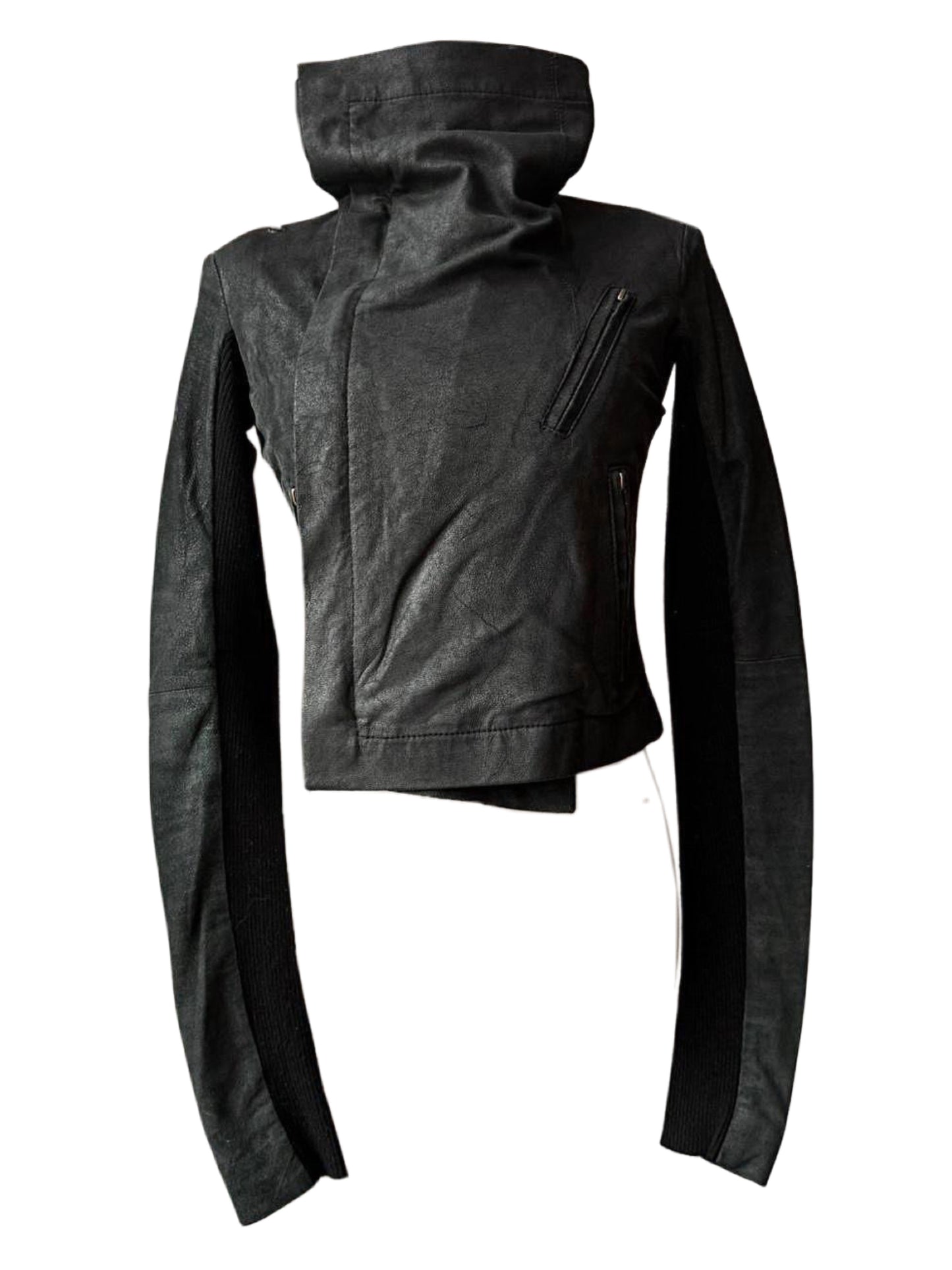 Paneled Asymmetrical Leather Jacket