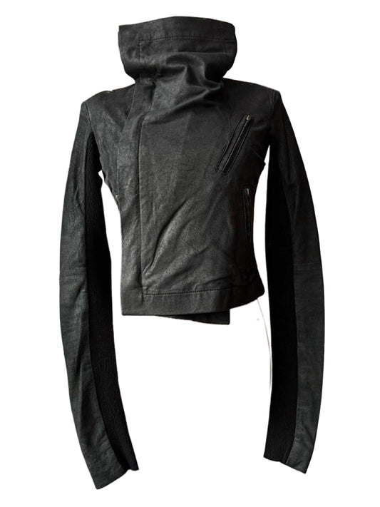 Paneled Asymmetrical Leather Jacket