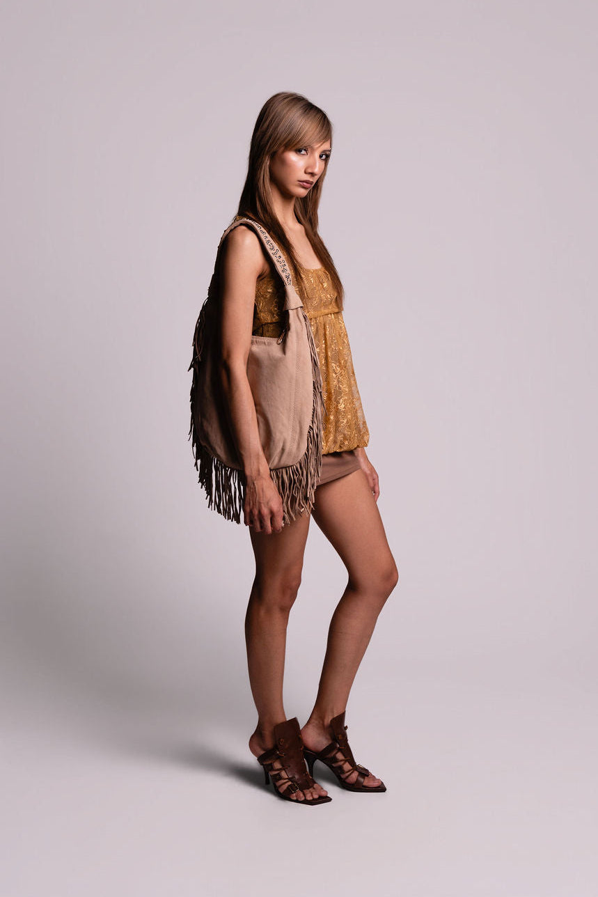 Gold Lace Babydoll Mini Dress