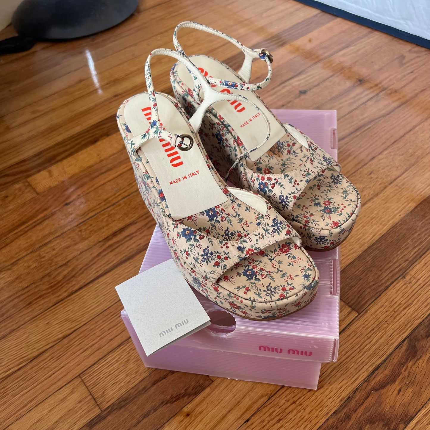 Miu Miu floral platform sandal
