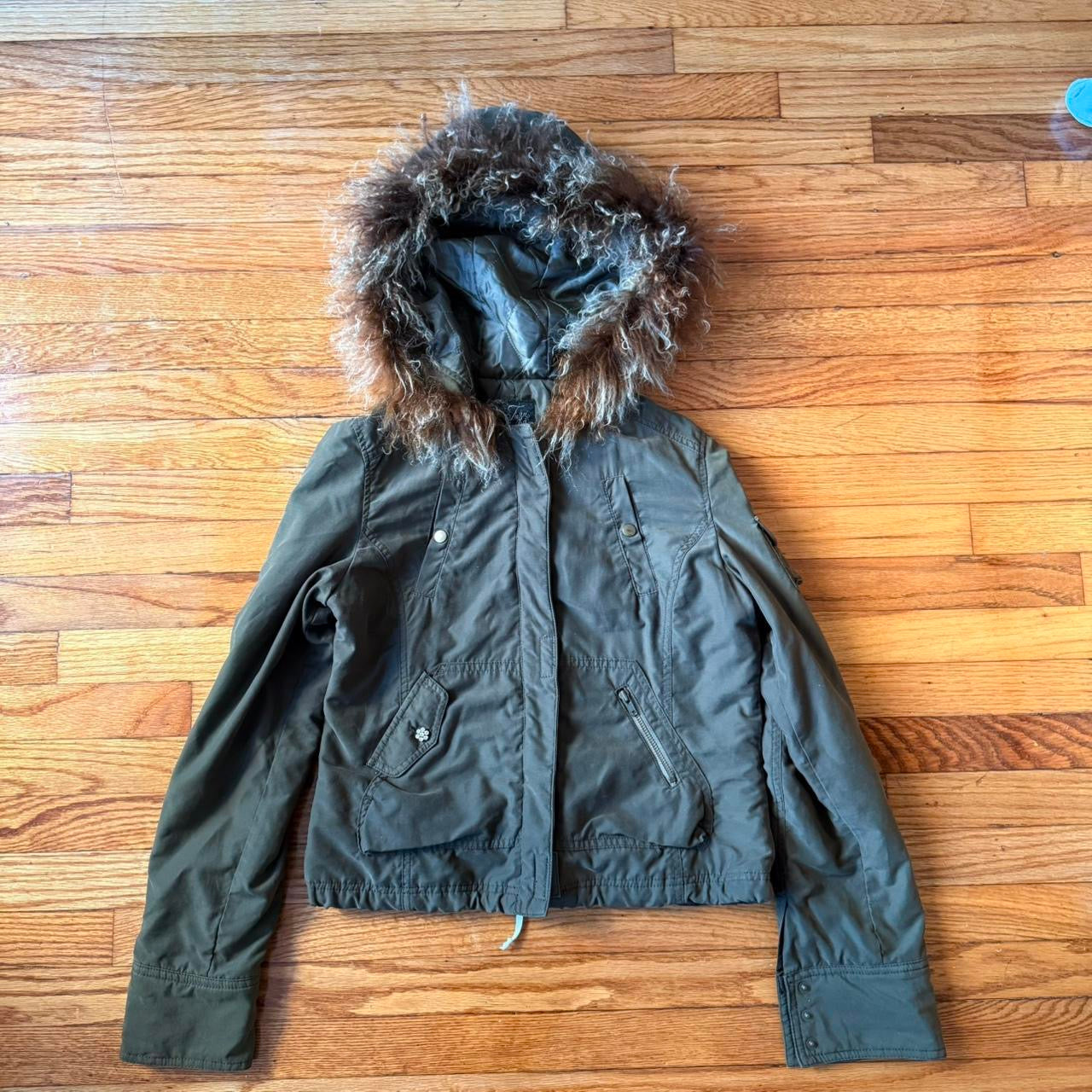 Tibetan Fur Trim Hooded Jacket