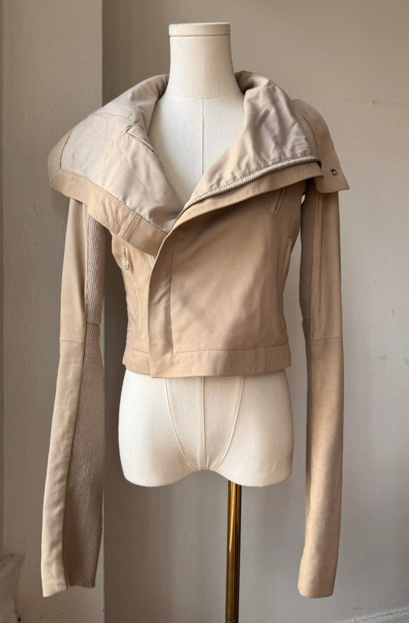 Paneled Asymmetrical Leather Jacket