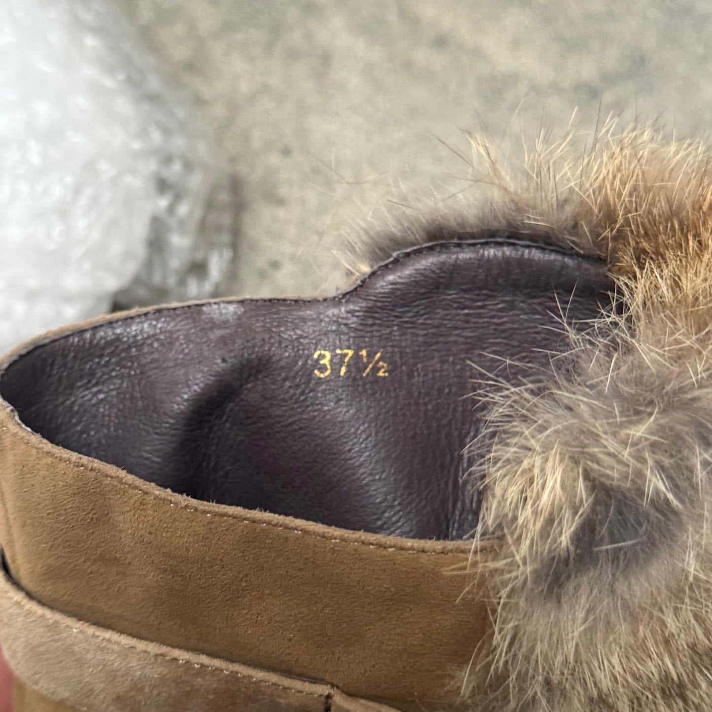 Rabbit Fur Wedge Boots