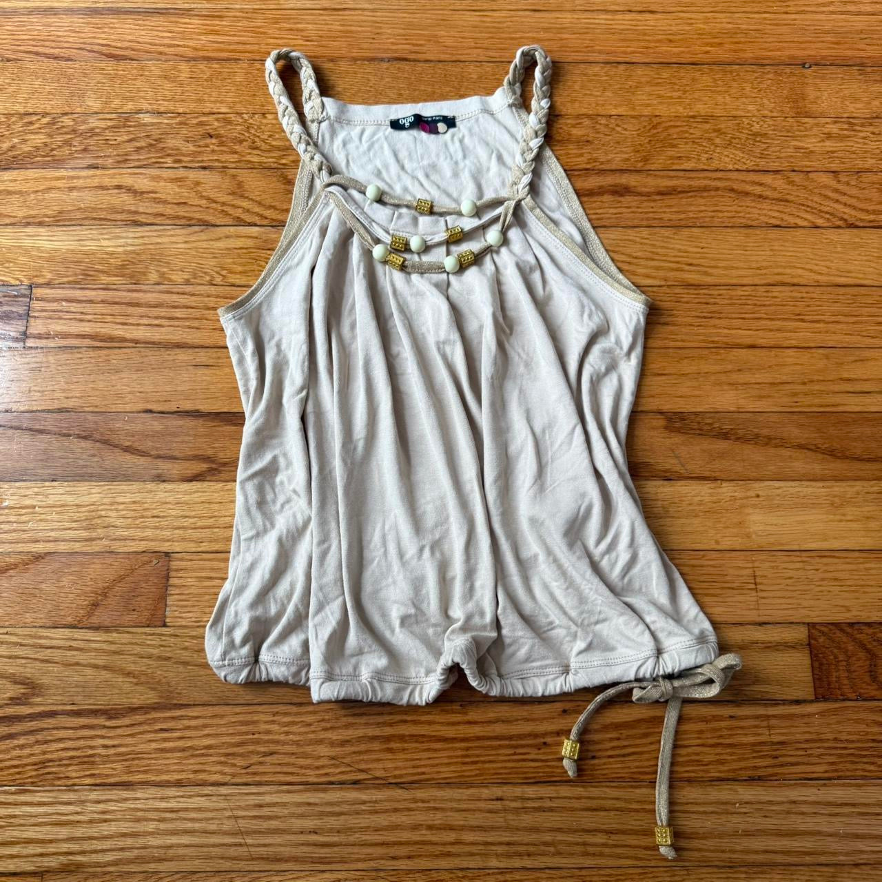 French Vintage Beaded Strap Top