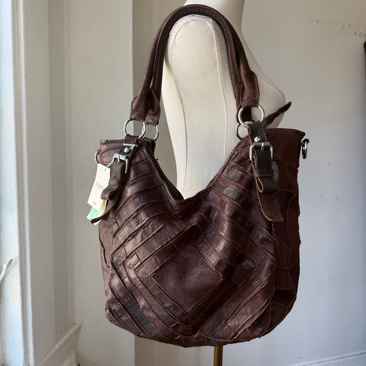 Patchwork Leather Slouch Bag