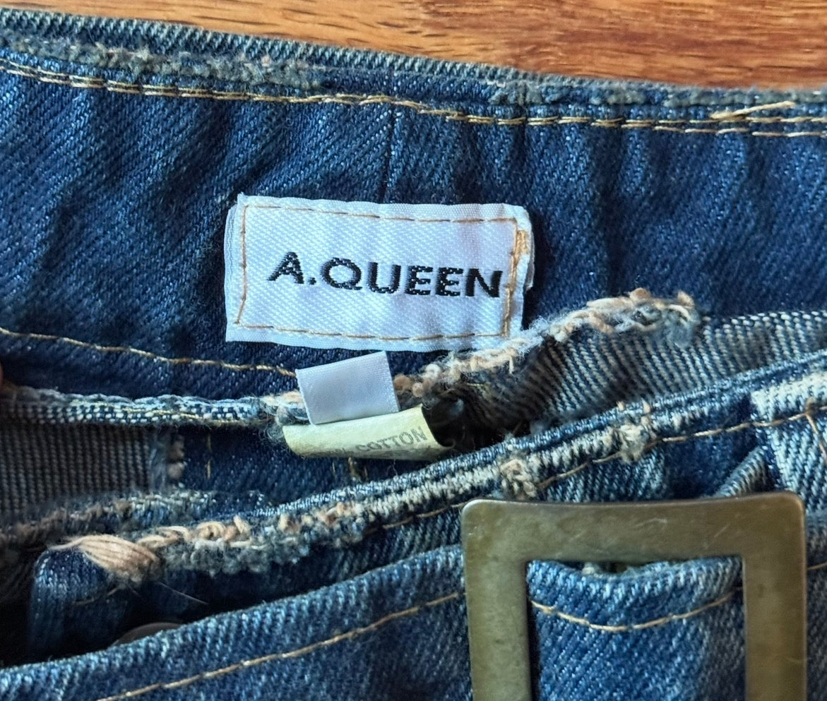 Belted Lace-Up Denim Micro Shorts